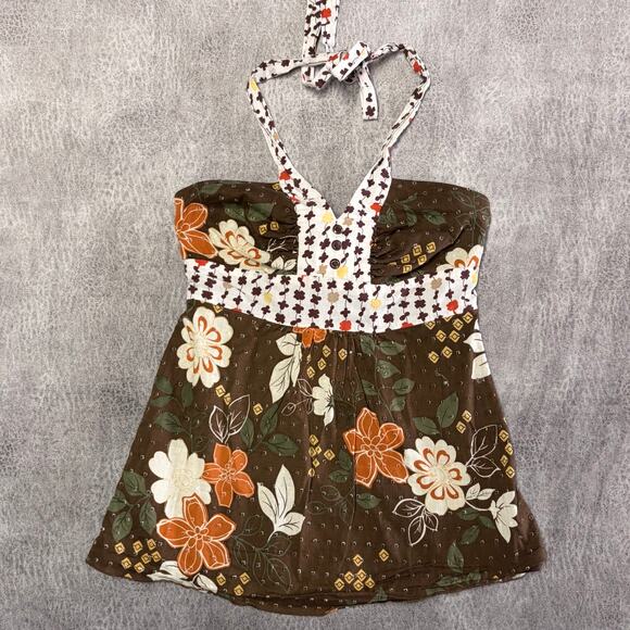 Y2k Rampage Fall Leaves Halter Tank Top - Picture 1 of 6